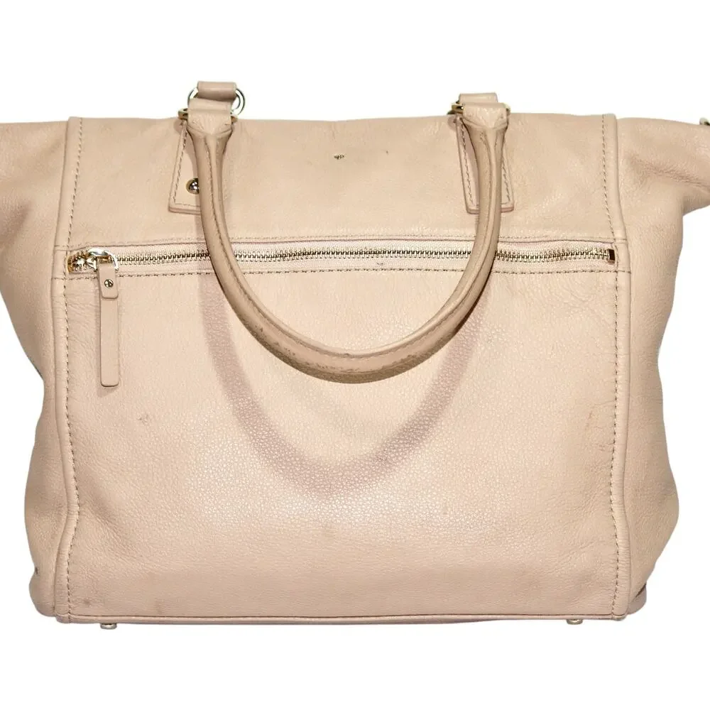Kate Spade NY Beige Pebbled Leather Tote Satchel